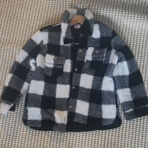 Wonder Nation Black and White Sherpa Plaid Field Jacket